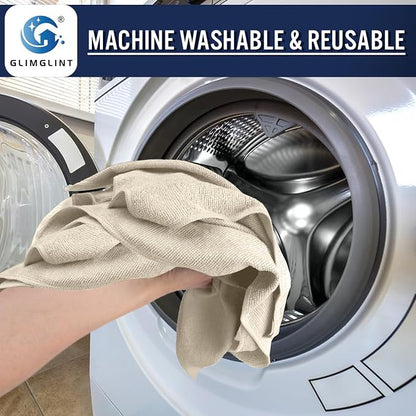 GLIMGLINT Brown Microfiber Cleaning Cloth,12PK Reusable Cleaning Rags, Highly Absorbent Shop Rags Bulk, All-Purpose Car Cleaning Towels for TV Screen, Kitchen, Bathroom, Restaurant Garage, 14"X12"