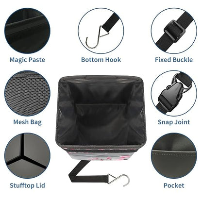 Car Trash Can – Multi-Purpose, Lightweight and Portable with Durable Water-Resistant Coating, No Installation Required, Practical and Ample Capacity, Variety of Colors.Cherry Blossom