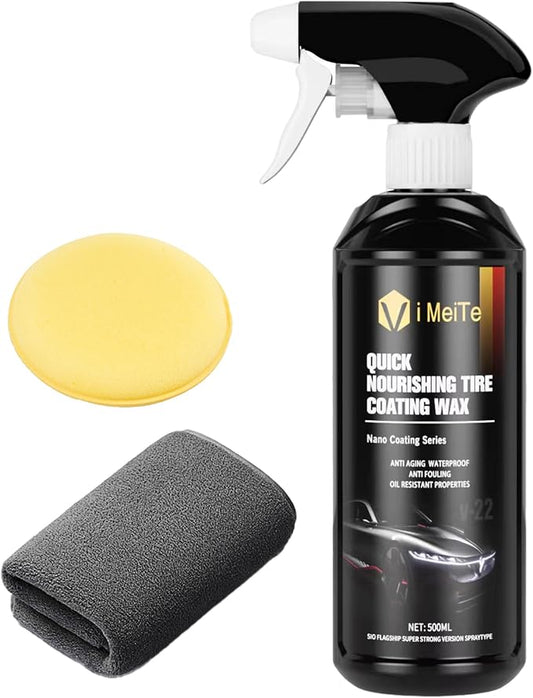 Gloss Tire Spray Rapid Ceramic Tire Coat –Deep Tire Black Finish – Lasts Up to 10x Longer – No Sling, Non-Greasy Ceramic Tire Coating for Car, Truck & SUV car Detailing Supplies 19 Oz