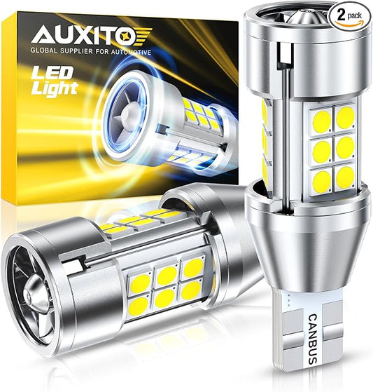AUXITO 912 921 LED Reverse Light Bulbs, 800% Ultra Bright T15 W16W 906 904 LED Backup Lights with 3030-Chipsets, CANBUS Ready Plug and Play with Cooling Fan for Back Up Reverse Tail Light, Pack of 2