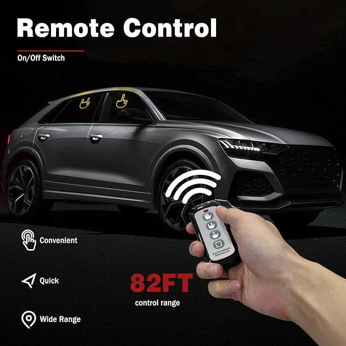 DIBMS Car Gesture Decorative Lights, Ambient Lighting, Rechargeable LED Gesture Lights for Car Road Rage LED Signs Calm Road Rage, Remote Control Triple Mode Fun Finger Lights (Yellow)