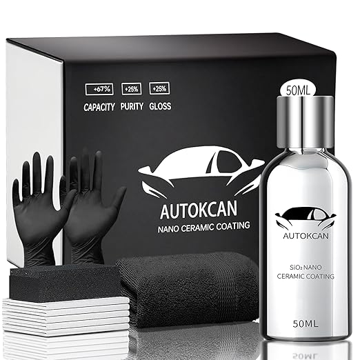 Nano Ceramic Coating for Cars, 10H High Gloss 50ML Anti-Scratch SiO2 Ceramic Coating High Hydrophobic Mirror Paint Sealant Protection with Gloves