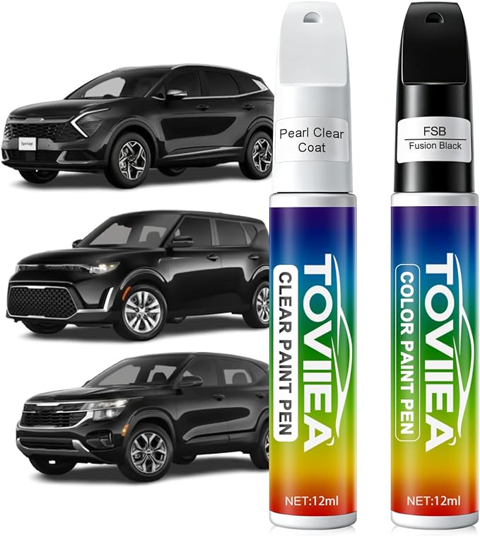 Fusion Black(FSB) Touch Up Paint Compatible with KIA,2-In-1 Car Scratch Remover Pen,Car Paint Scratch Repair Kit for Scratches,Chips & Nicks,2-PCS SET
