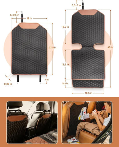 Owleys Set Seat Back Organizer & Car Seat Protector Hexy Waterproof & Non-Slip Protector for Child Car Cushion for Leather and Fabric Seats (Hexy Set 2)