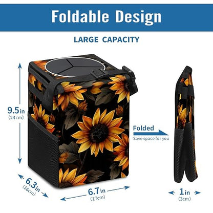 Car Trash Can – Multi-Purpose, Lightweight and Portable with Durable Water-Resistant Coating, No Installation Required, Practical and Ample Capacity, Variety of Colors.Beautiful Sunflower