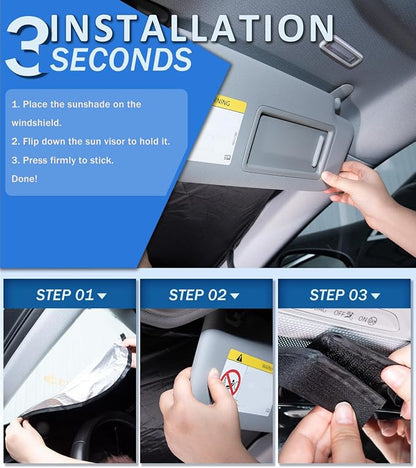 Windshield Sun Shade for 2008-2013 Toyota Highlander Accessories, Car Front Window Sun Visor & Heat Shield | 240T Sunshade Protection Blocks UV Rays Keep Your Car Cooler