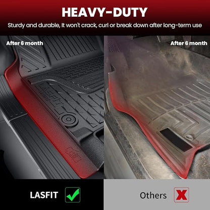 LASFIT Floor Mats for Ram 1500 2013-2018 & 1500 Classic 2019-2024 Quad Cab Bench Seat(Not for Bucket Seat/Crew Cab/New Body), All Weather TPE Custom Fit Car Mats Floor Liners 1st & 2nd Row, Black