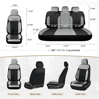Coverado Front Seat Covers 2 Pieces Universal Seat Cover for Cars Breathable Leather Waterproof Car Seat Cover Driver Seat Cover Automotive Car Seat Cushion Fit for Most Cars SUV Trucks, Gray&Black