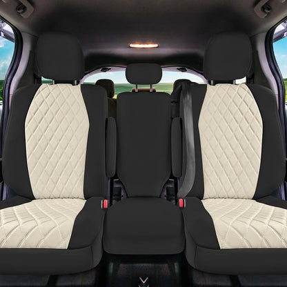 FH Group Custom Fit Car Seat Covers Specifically Made for Toyota Sienna 2011-2020, Car Seat Cover 2nd Row Set, 8 Seater Automotive Seat Covers in Beige Neoprene, Waterproof and Washable Seat Covers