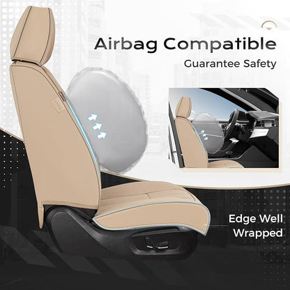 Coverado Car Seat Cover, Cover for Cars Full Seat, Premium Leather, Universal Fit Waterproof Seat Protectors, Car Seat Cushion Non-Slip for Most Cars