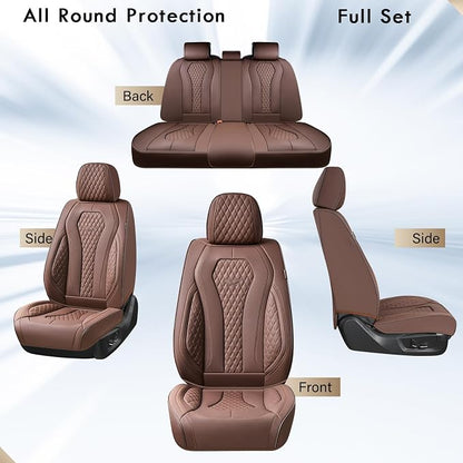 Coverado Seat Covers, Car Seat Covers Full Set, Coffee Car Seat Cover, Car Seat Cushion Waterproof, Luxury Auto Seat Covers, Seat Cover Car Seat Protector Fit for Most Cars