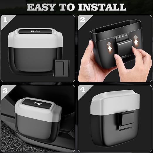 Car Trash Can with Lid，Built-in Storage Garbage Bag，Leakproof Vehicle Trash，Car Accessories for Interior,Mini Garbage Bin for Automotive, Home, Office, Kitchen, Bedroom，with 30pcs Trash Bags