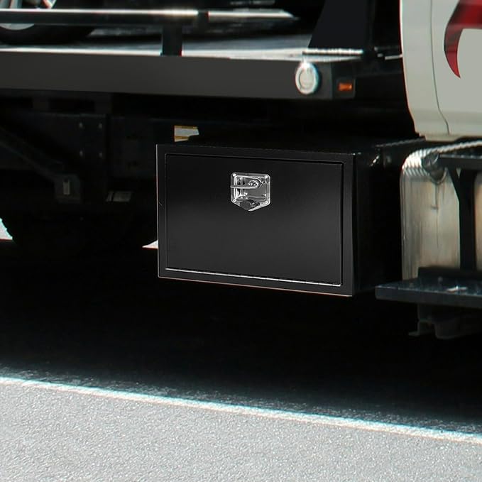 27.5 inch Steel Underbody Truck Tool Box w/T-Handle Latch, Heavy Duty Truck ToolBox Truck Storage Organizer For Organization And Storage, 27.5"x 10"x 11" inch Black