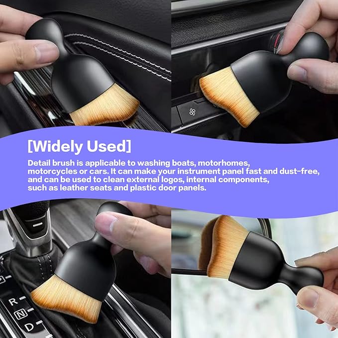 AOCISKA Car Interior Detailing Brush,Soft Bristle Cleaning Brush Car Detailing Brush Dusting Brush,Car Interior Cleaning Tool,Auto Detail Brush Car Dash Duster Brush (Brown)