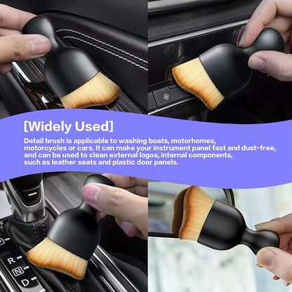 AOCISKA Car Interior Detailing Brush,Soft Bristle Cleaning Brush Car Detailing Brush Dusting Brush,Car Interior Cleaning Tool,Auto Detail Brush Car Dash Duster Brush (Brown)