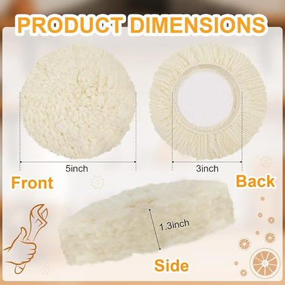 Tallew 6 Pcs 3 Inch Wool Polishing Pad Hook Loop Buffing Pad for Drill Curved Edge Compound Cutting Tool Drill Polisher Attachment Wheel Polish Kit Car Body Repair Buffing