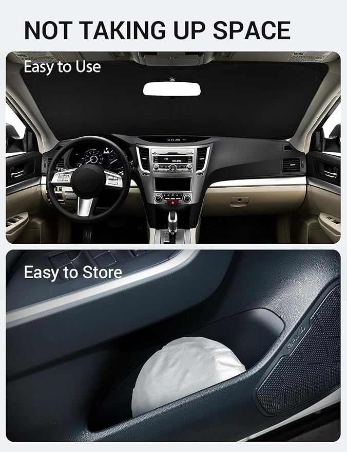 Proadsy 2026 Upgrade Windshield Sun Shade Custom Fit 2010-2014 Outback Foldable Front Sunshade Protector Sun Visor Blocks UV Rays Keep Car Cooler