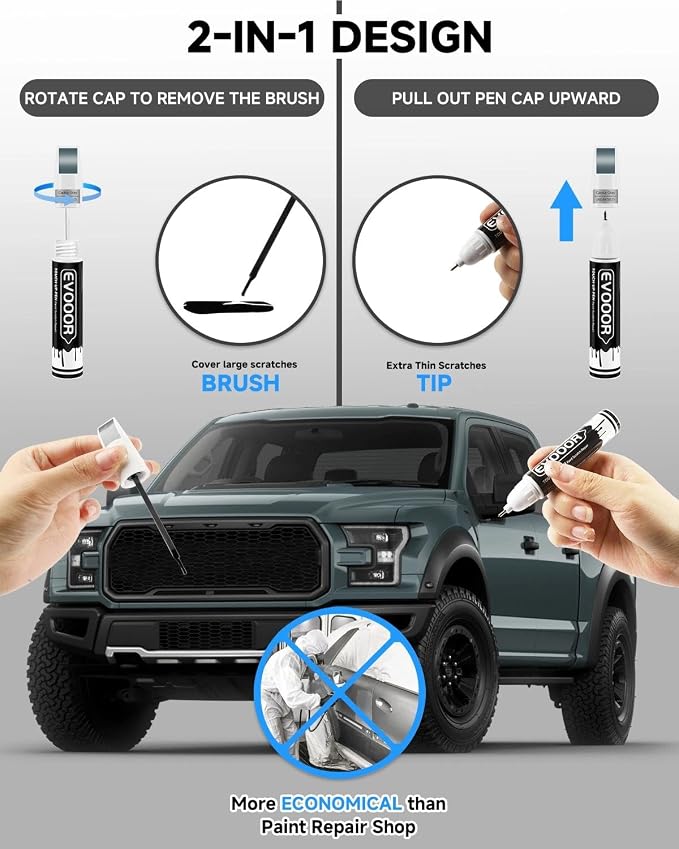 Touch Up Paint for Ford – Exact Match 2 in 1 Paint Pen for Chips and Nicks Repair (Cactus Gray(NE/M7457))