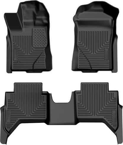 Husky Liners Weatherbeater Floor Mats | Fits 2024-2026 Ford Ranger, SuperCrew (Crew Cab), Will NOT Fit SuperCab (EXT Cab) | Front & 2nd Row, 3-pc Black - 94171