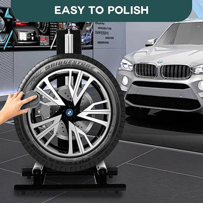 biosp Rolling Wheel Detailing Stand, Heavy Duty Polishes Wheel Cleaning Stand for Ceramic Coating, Applying Tire Shine & Car Wheel Wash fo Auto Repair Shop Garage
