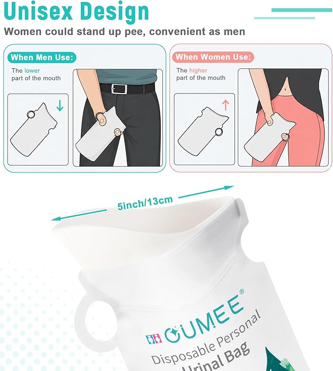 OUMEE 850ML Emergency Disposable Urinal Bags, 8/12/20/28 Pcs Camping Pee Bags Unisex Urine Bag Vomit Bag for Travel Traffic Jam Portable Toilet Bag for Men Women