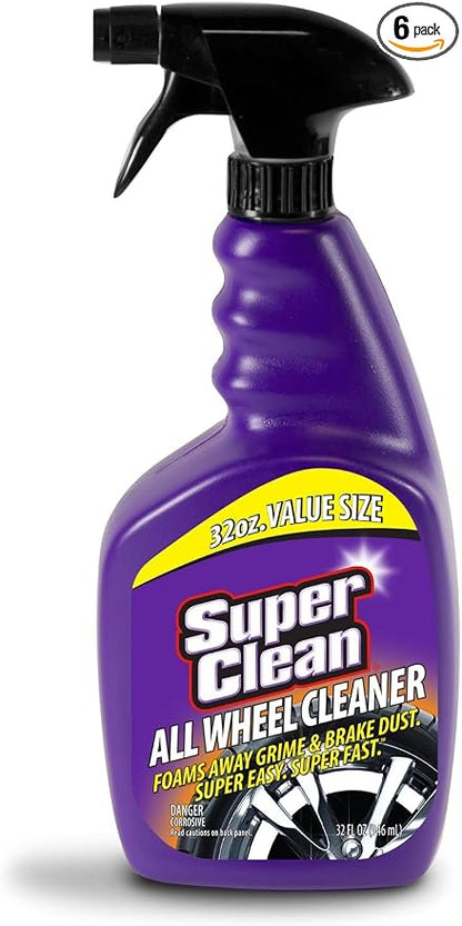 SuperClean Foaming All Wheel Cleaner, Safe for all Wheels & Rims, Brake Dust Cleaner, Grime Eliminator, 6 pack (192 ounces)