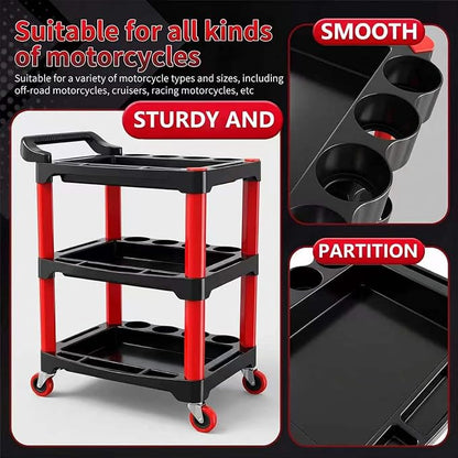 Auto Detailing Cart with Wheels, 3 Tier Rolling Detail Cart, Car Wash Organizer for Detailers Garage, Workshop, Repair Shop, Storage Tool