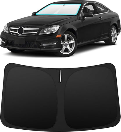 INSAUTO Custom Fit Windshield Sun Shade Accessories for Mercedes-Benz C-Class 2008-2014, Foldable Front Window Sunshade, UV & Heat Reflector, Keeps Interior Cool, Includes Storage Bag