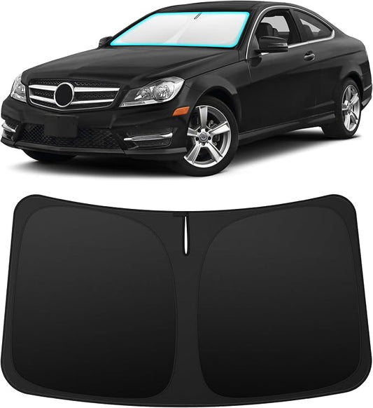 INSAUTO Custom Fit Windshield Sun Shade Accessories for Mercedes-Benz C-Class 2008-2014, Foldable Front Window Sunshade, UV & Heat Reflector, Keeps Interior Cool, Includes Storage Bag