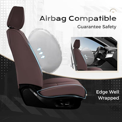 Coverado Car Seat Covers Front Seats, Seat Covers for Cars, Car Seat Protector, 2-Pack Car Seat Cushion Nappa Leather, Waterproof Seat Covers Carseat Cover Universal Fit for Most Cars Trucks(Coffee)