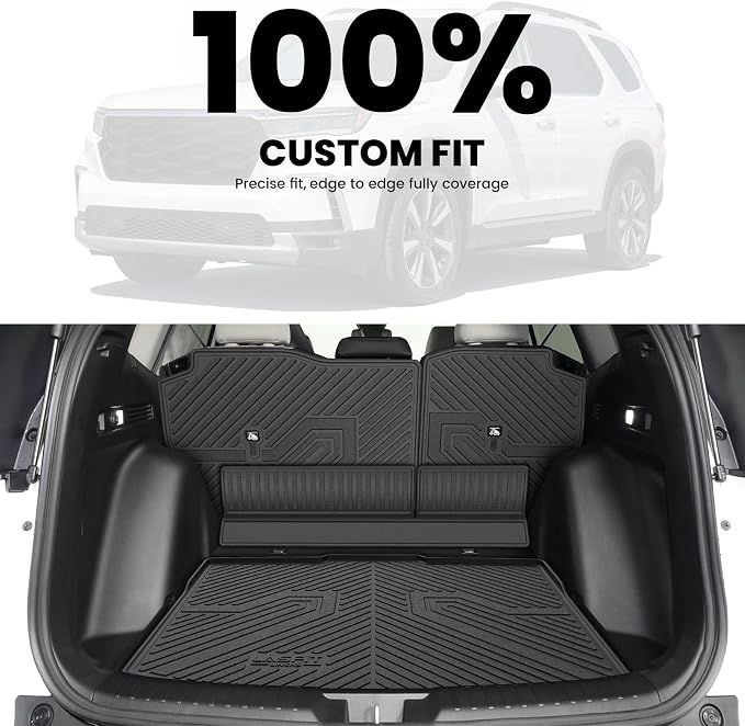 LASFIT Cargo Mat with Backrest Mat for Honda CR-V 2026 2025 2024 2023 Gasoline (Not for Hybrid), All Weather Custom Fit TPE Trunk Mat Trunk Liner Cargo Liner with Seatback Mat (Lower Position)
