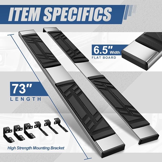 Auto Dynasty Running Boards Compatible with 2020-2025 Ford Explorer Lincoln Aviator, Stainless Steel Side Step Rail Nerf Bars, 6.5" x 73" Step Bars, Polished Chrome