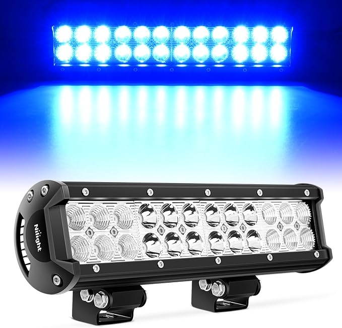 Nilight LED Light Bar 12 Inch 72W Spot Flood Combo Blue Beam Off Road Lights Fishing Hunting Emergency Deck Boat Work Lighting for Trucks UTV Pick-up Van Boat Tractor