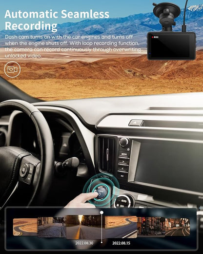 iZEEKER 2.5K Dash Cam, 1440P QHD Car Camera with 3" IPS Display, Night Vision, WDR, 170°Wide Angle, Loop Recording, G-Sensor Emergency Recording, 24H Parking Mode, Type C(No SD Card)