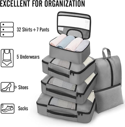 Veken 8 Set Packing Cubes for Travel Essentials, Suitcase Organizer Bags in 4 Sizes, Carry-On Luggage Accessories with Large Laundry & Hanging Toiletry Bag, Must-Have for Airplane, Road Trip & Camping