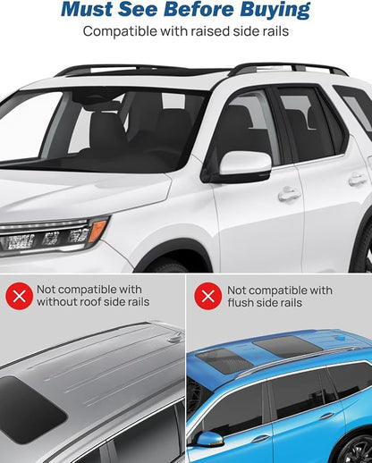JOYTUTUS Roof Rack Cross Bars Compatible with Honda Pilot 2023-2025 Sport TrailSport Touring Elite with Raised Rails, Lockable Aluminum Crossbars for Roof Racks Canoes Bikes Skis(Not for LX & EX-L)