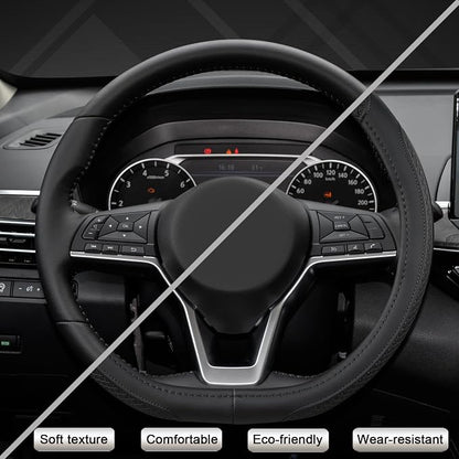 West Llama Customized Auto Car Steering Wheel Cover for Nissan,D Shaped Steering Wheel Cover for Rogue,Altima,Kicks (D-Shaped-Black)
