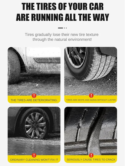 Car Tire Shine with Sponge, 10.5oz/300g Tire Coating & Polishing Paste, Upgraded Long-Lasting Tire Reshine Paste for Cars Trucks Motorcycles RVs & More, Quick Glossy Effect