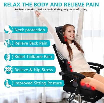 FLORICH Lumbar Support with Car headrest Back Pillow for Chair Headrest Pillow with Gel Memory Foam Massage Point Memory Foam Back Pillow for Office Chair(Grey)