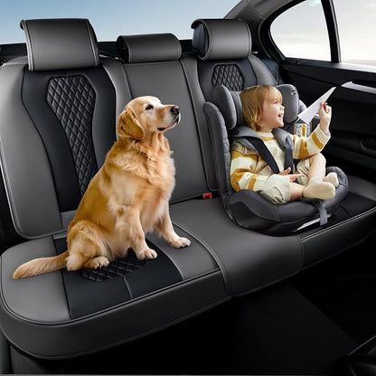 Coverado Car Seat Covers, Back Car Seat Cover, 3-Pieces Leather Seat Cover, Luxury Car Seat Cushion, Luxury Seat Cover Seat Protector Universal Most Cars Trucks SUV