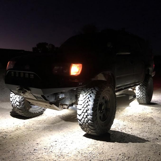 2 Pods LED Rock Lights, Ampper Waterproof LED Neon Underglow Light for Car Truck ATV UTV SUV Offroad Boat Underbody Glow Trail Rig Lamp (White)