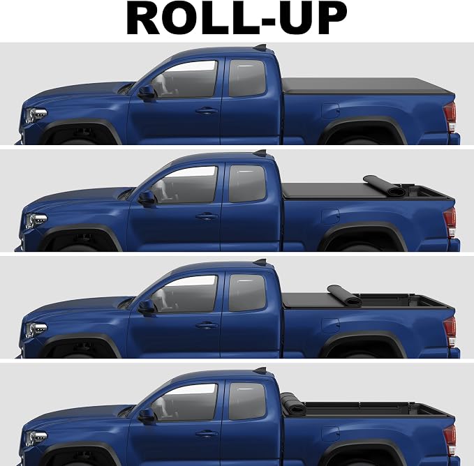 KUIPERAUTO 5 FT Roll-Up Soft Vinyl Truck Bed Tonneau Cover Compatible for 2024 2025 2026 Toyota Tacoma Extra Short Bed Fleetside(Don‘t fit 2025 Utility Track System)