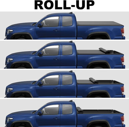KUIPERAUTO 5 FT Roll-Up Soft Vinyl Truck Bed Tonneau Cover Compatible for 2024 2025 2026 Toyota Tacoma Extra Short Bed Fleetside(Don‘t fit 2025 Utility Track System)