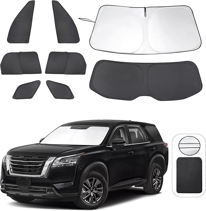TINGLU Window Shades for Nissan Pathfinder 2022-2026 Accessories Car Side Full Windows Rear Triangular Windshield Sun Shade Sun UV Rays & Privacy Protection for Camping,Napping,and Relaxing 8PCS