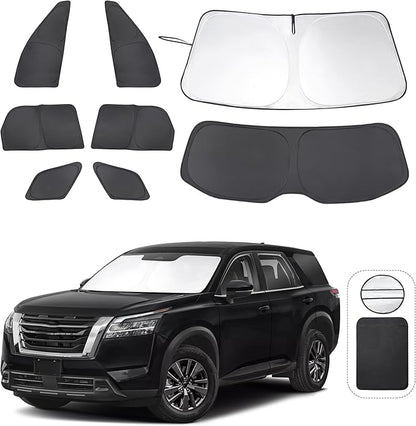TINGLU Window Shades for Nissan Pathfinder 2022-2026 Accessories Car Side Full Windows Rear Triangular Windshield Sun Shade Sun UV Rays & Privacy Protection for Camping,Napping,and Relaxing 8PCS