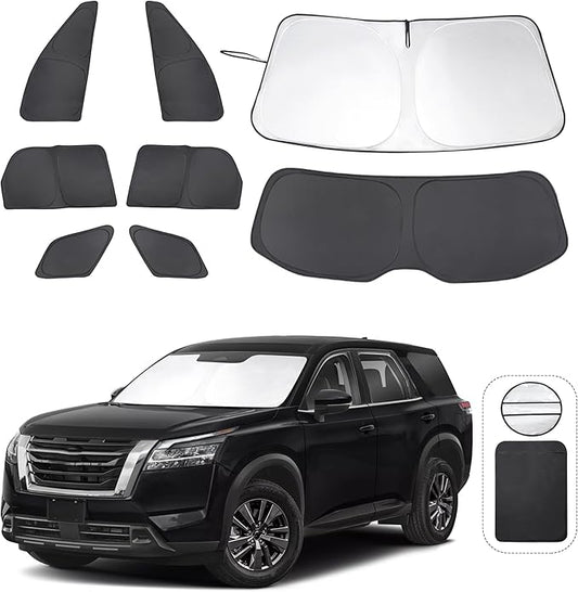 TINGLU Window Shades for Nissan Pathfinder 2022-2026 Accessories Car Side Full Windows Rear Triangular Windshield Sun Shade Sun UV Rays & Privacy Protection for Camping,Napping,and Relaxing 8PCS