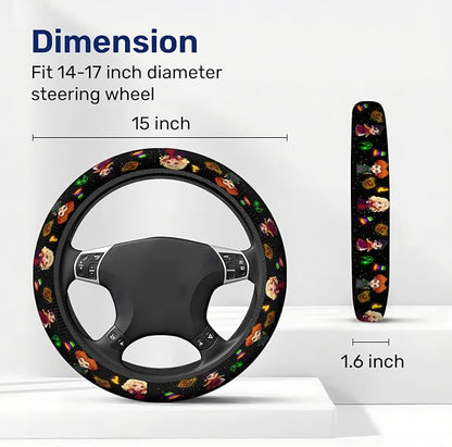 GENANY Witch Fantasy Steering Wheel Cover, Non Slip Polyester Car Wheel Protector for Car SUV Truck, Universal 15 Inch