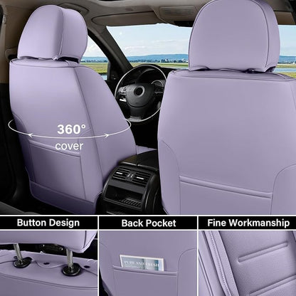 Coverado Car Seat Covers, Front Covers for Cars, Car Seat Cover Front Seats, Car Seat Protector Waterproof, Leather Car Seat Cushion, Universal Interior Covers Seat Protectors for Most Cars Purple