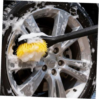 STAHAD Car Tire Brush Long Handle Wheel Cleaning Brush for Car Detailing with Stiff Bristles Yellow Tire Cleaner Tool for Automotive Rim