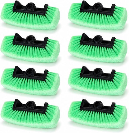 Vesici 8 Pcs Car Wash Brush Head with Soft Detailing Bristle Flow Thru Car Cleaning Brush Exterior Cars Wash Equipment for Auto Truck RV Boat Camper Washing, 10 Inch (Green)
